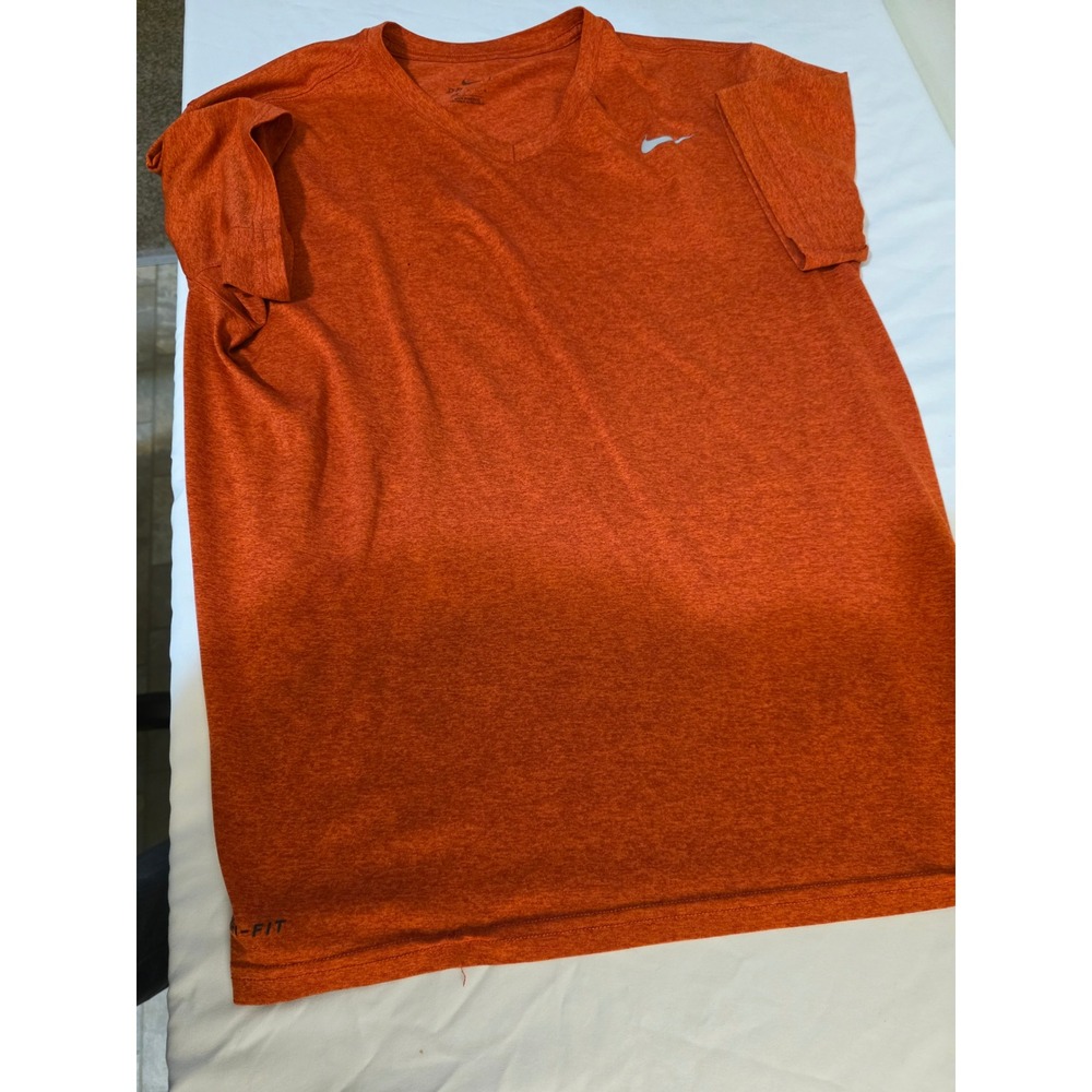 Nike Dri-FIT VNeck T-Shirt Mens Large Burnt Orange Heather Short Sleeve Training